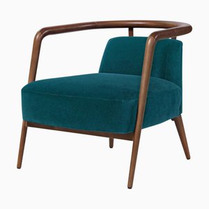Chaise Essex en Velours Turquoise par Javier Gomez