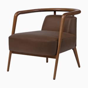 Chaise Essex en Cuir Marron par Javier Gomez