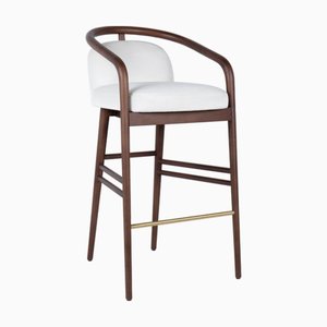 Tabouret de Bar Essex en Velours Blanc par Javier Gomez