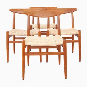 W2 Dining Chairs by Hans J. Wegner for C. M. Madsen, Denmark, 1960s, Set of 4