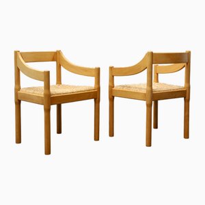 Vico Magistretti zugeschriebene Carimate Carver Chairs für Cassina, 1960er, 2er Set