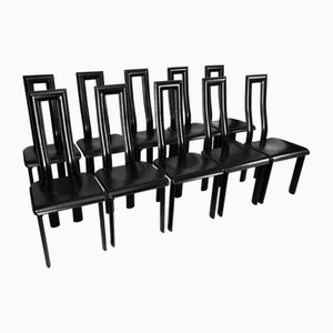 Chaises de Salle à Manger Vintage en Cuir par Antonello Mosca pour Ycami, 1980s, Set de 10