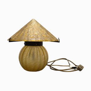 French Art Deco Glass Mushroom Table Lamp, 1920s-1930s