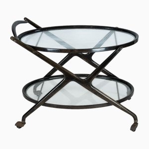 Chariot de Bar en Bois Noirci et Verre par Cesare Lacca, Italie, 1950s