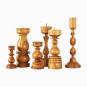 Skandinavische Kerzenhalter aus Holz, 6 . Set