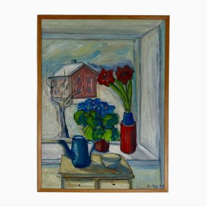 Gustav Bergström, Stillleben, 1980, Öl auf Holz, gerahmt