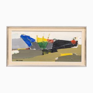 Hans Osswald, Abstract Formation Foe, 1960s, Oil on Panel, Framed