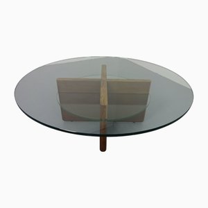 Table Basse en Palissandre et Verre, Italie, 1960s