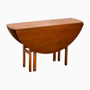 Table de Salle à Manger Ronde Pliante Scandinave en Teck, 1960s