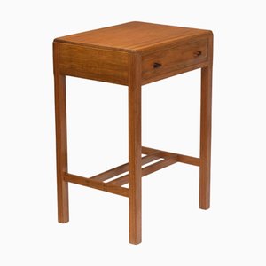 Cotswold School Walnut and Ebony Side Table with Drawer, 1930s