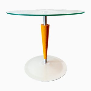 Postmoderner Vintage Beistelltisch aus Glas, Holz & Metall, 1990er
