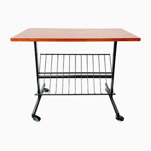 Mid-Century Tisch auf Rollen aus Holz & Metall, 1960er-1970er