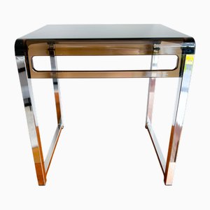 Rauchbrauner Vintage Beistelltisch aus Acrylglas & Chrom, Marc Berthier zugeschrieben, 1960er