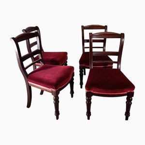 Antike englische edwardianische Esszimmerstühle aus Mahagoni, England, 1900er, 4er Set