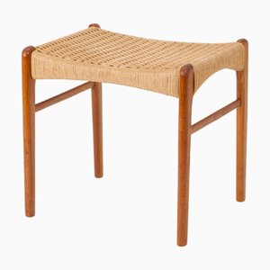 Tabouret Modèle GS85 en Teck et Corde en Papier par Peder Kristensen pour Glyngøre Stolefabrik, Danemark, 1960s