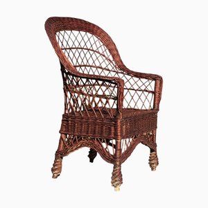 Vintage French Rattan and Wicker Chair, 1980