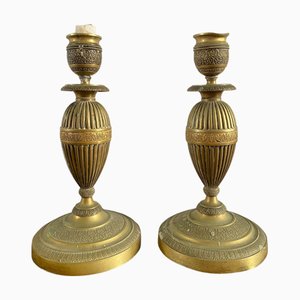 Neo-Classical Gilt Bronze Candlesticks, Set of 2