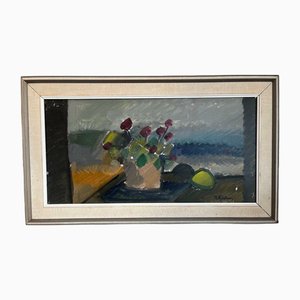 B. Sjööberg, Blumenmotiv, 1950er, Öl auf Leinwand, Gerahmt