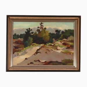 Fritz Kärfve, Ruhige Landschaft, 1960er, Öl auf Holz, Gerahmt