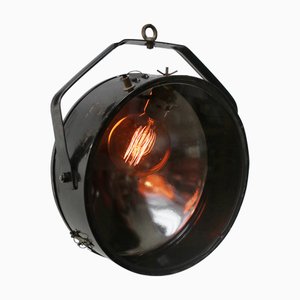 Painted Spotlight Pendant Lamp in Black Metal and Mirror