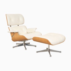 Ledersessel Set mit Fußhocker von Charles & Ray Eames für Vitra