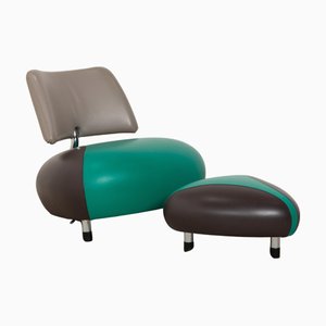 Pallone Ledersessel Set mit Fußhocker von Leolux