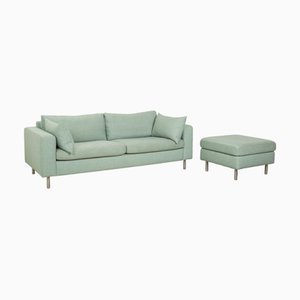 Skandinavisches Drei-Sitzer Sofa aus Stoff mit Fußhocker von Bolia, 2er Set