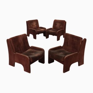 Vintage Sessel aus Stoff, Italien, 1970er, 4er Set