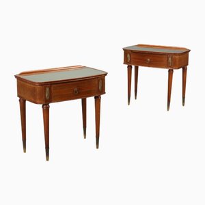 Tables de Chevet Vintage en Hêtre, Italie, 1950s, Set de 2