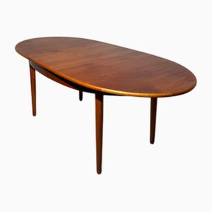 Table de Salle à Manger Ovale Extensible Mid-Century en Teck