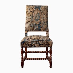 Französischer Louis XIII Beistellstuhl mit Gobelin von Aubusson, 17. Jh.