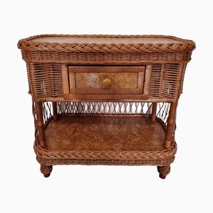 Commode Vintage en Osier Tissé avec Tiroir, 1990s