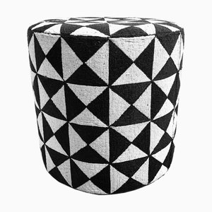 Tabouret Yoruba Vintage Noir et Blanc, 1990s