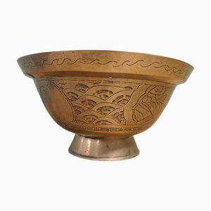 Gravierte orientalische Messingschale, 1900