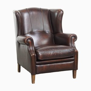 Ohrensessel im englischen Stil aus Rindsleder