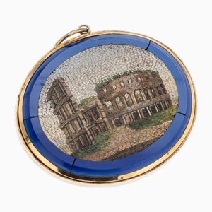 Broche Ancienne En Micro-mosaïque Italienne - Occasion Vintage