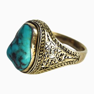 Bague A & C Oslo Design Scandinave – Argent Et Pierre Rose, Vintage Taille P
