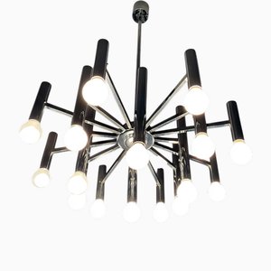 Lustre de Sciolari en verre et chrome, Italie, 1960