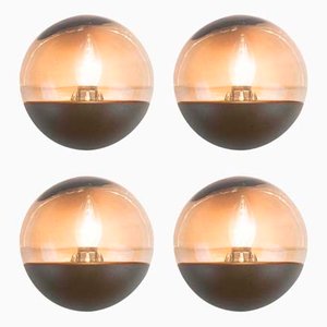 German Space Age Half Dome Wall Lights, 1970s, Set of 4