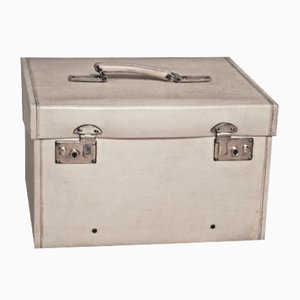 Small Beige Vellum Steamer Trunk, 1920s