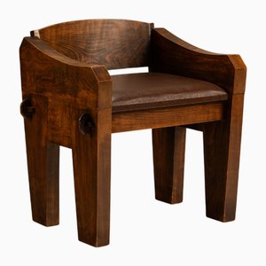 Spanish Brutalist Wooden Chair, 1960s for sale at Pamono