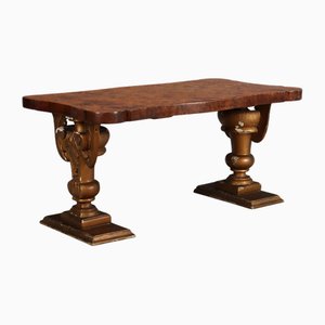 Table basse carrée pour salon, grande table basse centrale marron foncé