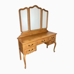 slim fit dress slacks Traditional Vintage Oak Dressing Table with One Drawer, Mid Century Oak Desk, Retro Sheraton Style Design, Desk main image 1