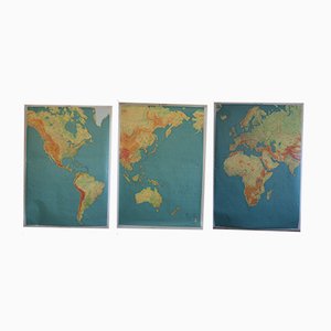 Vintage French 3-Part World Map