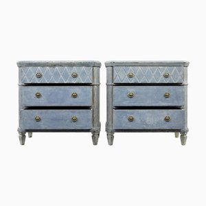 Commode Shabby Chic Style Gustavien Gris Taupe Patine Marbre 4 Tiroirs