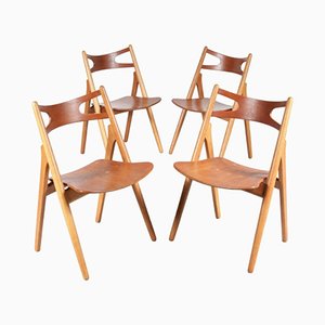 Mid-Century CH29 Sawbuck Dining Chairs by Hans J. Wegner for Carl Hansen & Son, Set of 4
