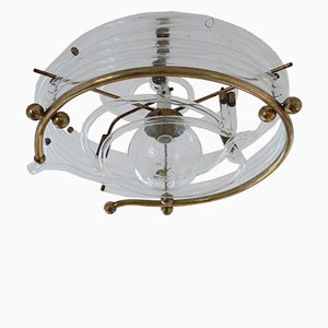 Vintage Glass and Brass Ceiling Light