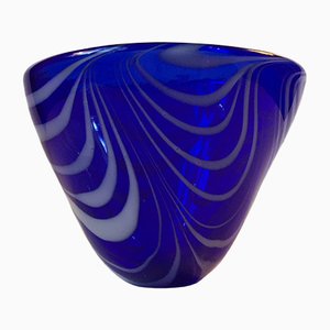 Modernist Blue Spiral Bowl by Torben Jørgensen for Holmegaard, 1980s