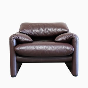 Chaise Maralunga en Cuir par Vico Magistretti pour Cassina