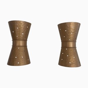 Mi Siècle Moderne Diabolo Lampe Laiton Arlus Murale à Côté Clair